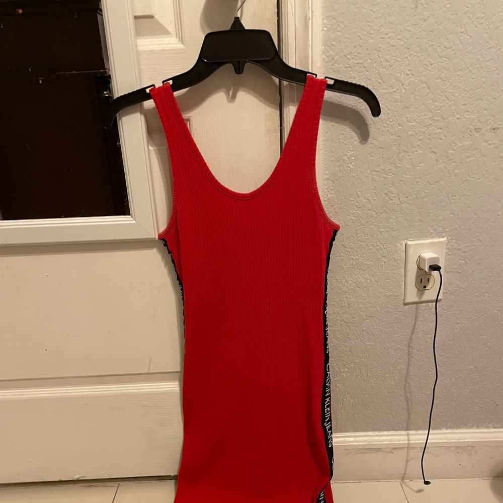 Calvin Klein Logo Tape Ribbed Dress